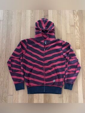 Vintage Fallen Jamie Thomas Hoodie M Detachable Hood Skate Jacket Y2K Stripes